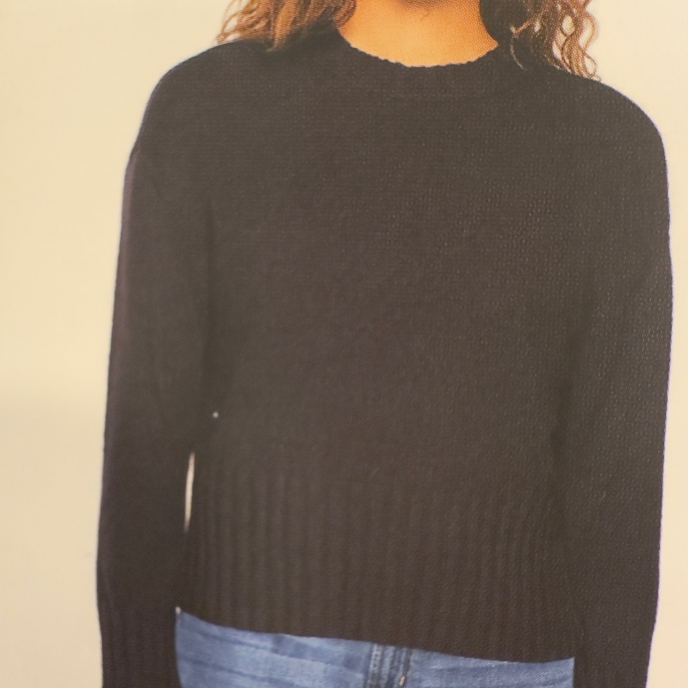 Gap Womens Black Cotton Blend Crewneck Ribbed Hem Sweater XL GP010669 NEW - Picture 5 of 6